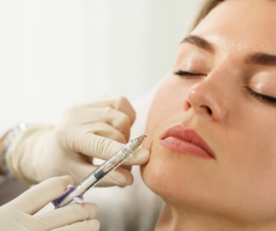 Close-up of a woman receiving injectable fillers